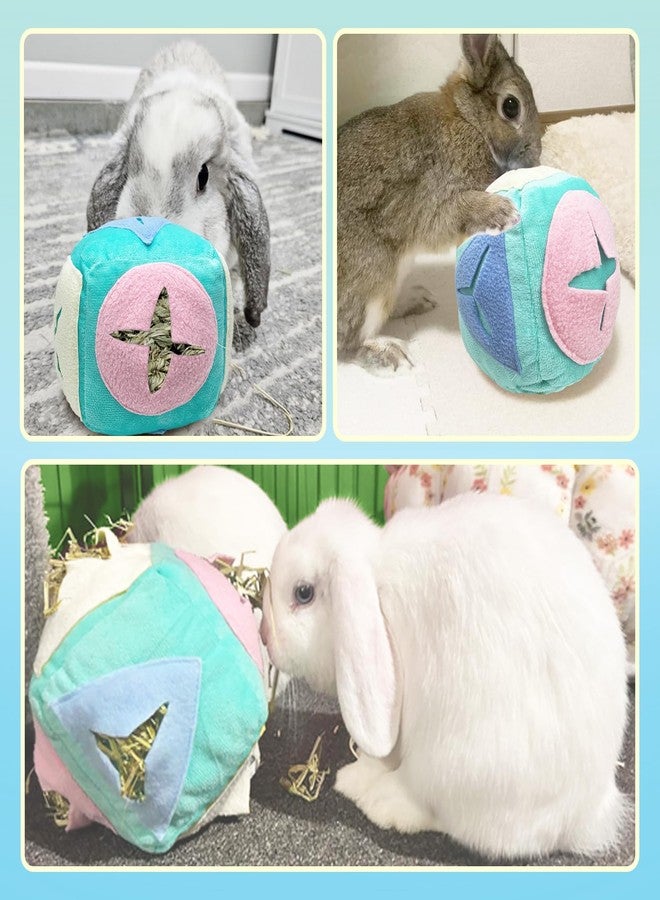 Mooydee Large Rabbit Foraging Toy with Bell, Washable Snuffle Ball for Rabbits Toys Interactive Puzzle Bunny Toy Treat Dispenser Encourage Natural Foraging Skills Slow Feeder for Small Animals - Blue - Image 2